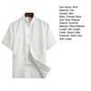Father Summer Top Solid Color Short Sleeve Buckle Chinese Style Stand Collar Daily Wear Single-breasted Chinese Wear Tai Chi Clothing Male Clothes