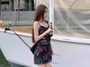 Low-Neck Off-Shoulder Slim-Fit Printed Camisole Dress, Waist-Cinching, Hip-Hugging, Summer Style for Women