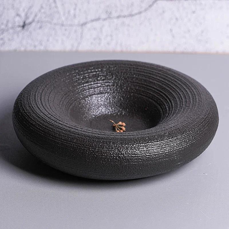 Restaurant Conception Artistique Vaisselle en Céramique Assiette à Dessert Créative Occidentale Texture Française Dépolie Double Assiette Assiette Ronde