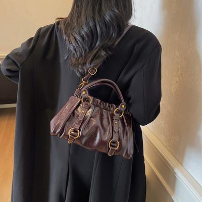 Folded Handbag Bag Women's New Retro Underarm Cloud Bag Dumpling Bag High-end Portable Shoulder Bag