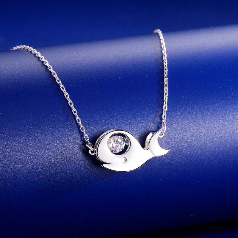 

S925 Sterling Silver Whale Necklace, Women s Fashion, Simple, Lively Clavicle Chain, Versatile INS Style. 925 Silver