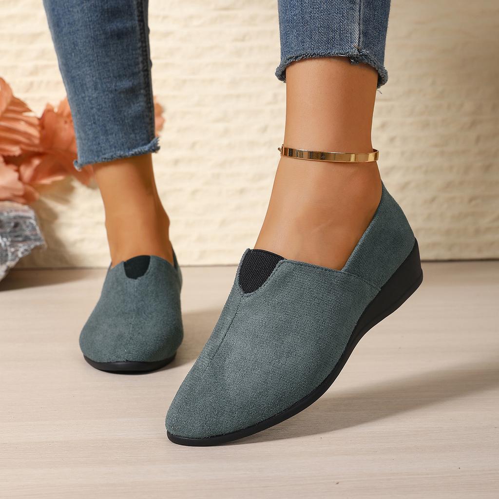 Fashion Casual Slip-On Women's Shoes Summer 2025 New Style Cross-Border Low Cut Pointed Toe Large Size Velvet Surface Shoes