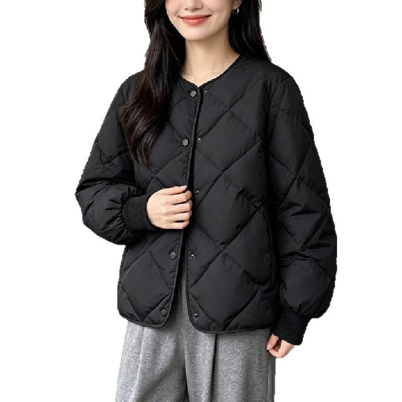 Pinghu down jacket women's short light rhombus pattern women's duck down Jiaxing winter