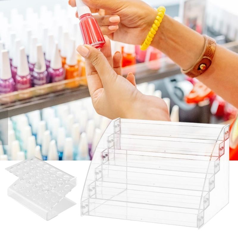 Nail Polished Holder with 6 Layers Clear Acrylic Display Shelf Brush Holder Space Saving Designs for Salon and Home Use