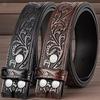 Ceinture rétro en cuir véritable pour hommes et femmes, cuir de vachette pur gaufré, ceintures rétro nostalgiques pour femmes, polyvalente pour jeans, style Western