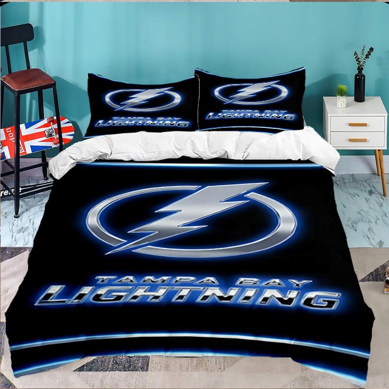 Tampa Lightning Logo 3PCS Bedding set,Ideal for 1pc Duvet Cover And 2pcs Pillowcases Perfect for Fan gift,Ideal for Bedroom, Dormitory