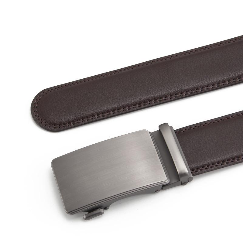 

Новый мужской ремень из кожи второго слоя с автоматической пряжкой, кожаный ремень из натуральной коровьей кожи, деловой повседневный ремень 110-130CM