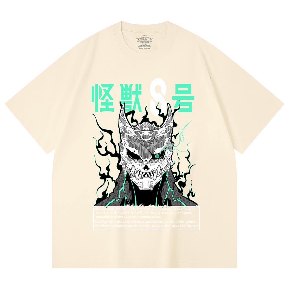 

230 г/м² 100% хлопок Kaiju No 8 V3 Принт Унисекс Тяжелая хлопковая футболка XS абрикосовый