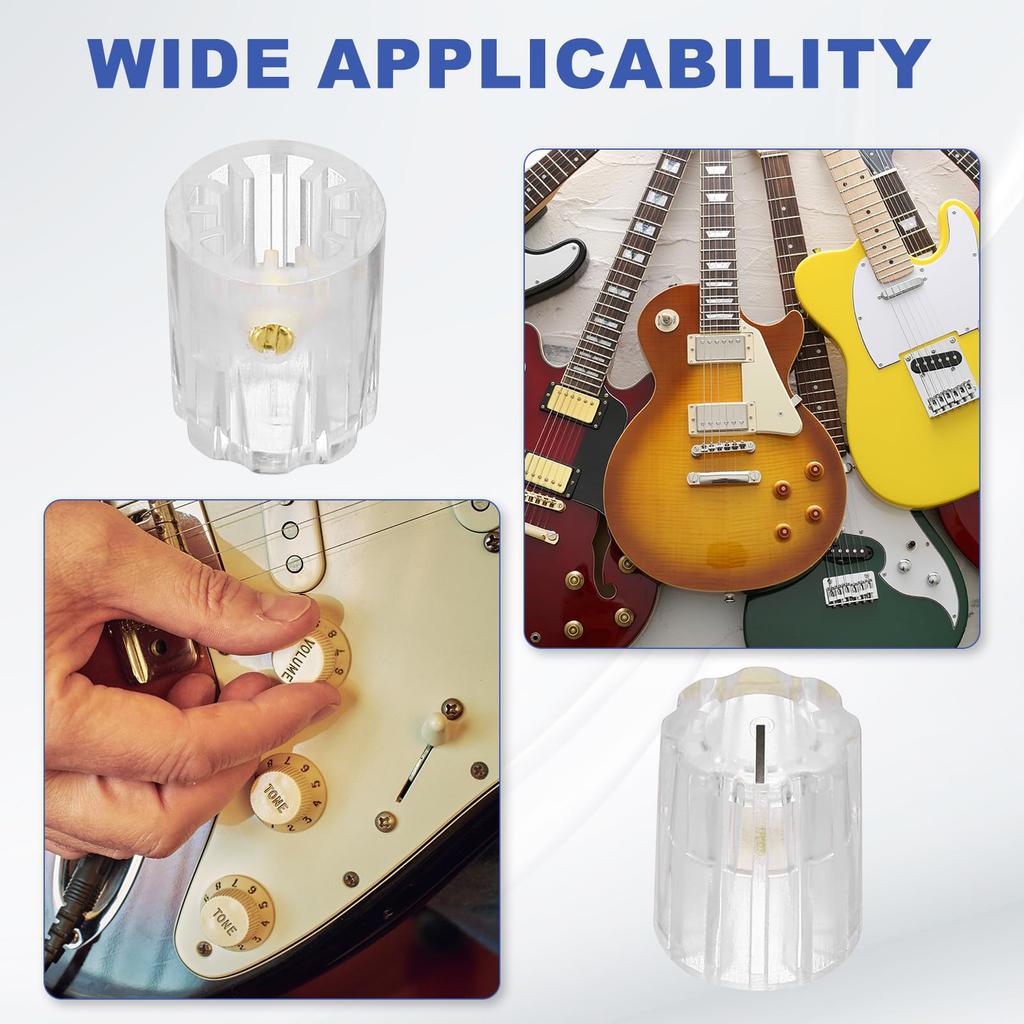 Uxcell Clear Guitar Effect Pedal Plastic Inserts for Electric and Bass Volume Control Knobs, 10-Piece Set, 5/8" Guitar, Amplifier,