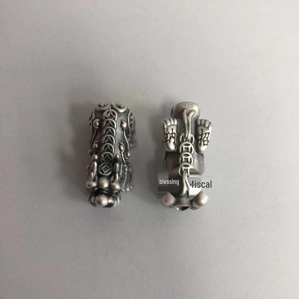 S999 Sterling Silver Pi Xiu Wealth Attracting 3D Ingot Bracelet Accessory