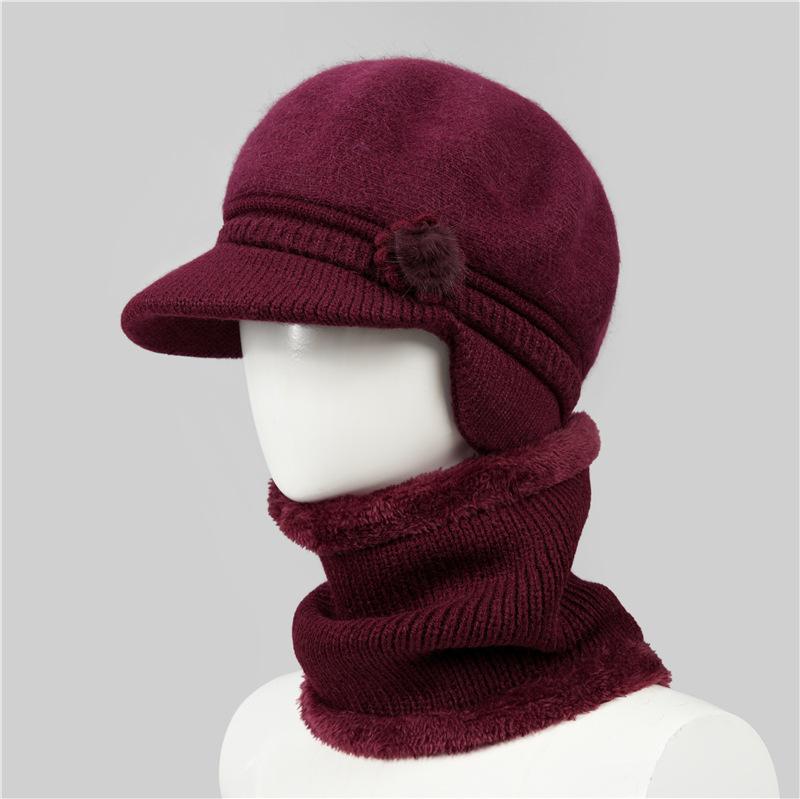 Wool Hat Women's Autumn and Winter Fleece Warm Hat, Ear Protection, Cold Protection, Thickened Knitted Hat