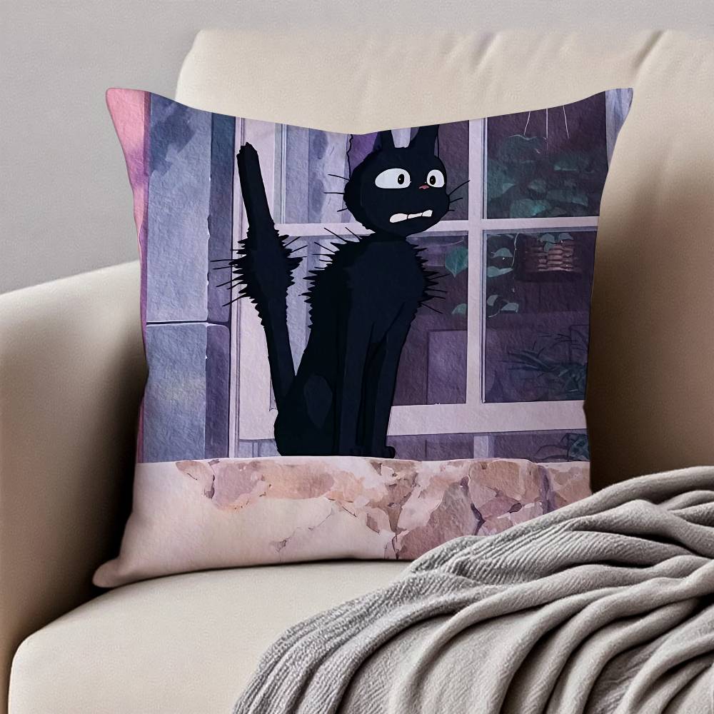 Cute Cat J-Jiji Pillow Case Anti-dustmite Pillowcase Invisible Zipper Silky Short Plush Sofa Cushion Cover