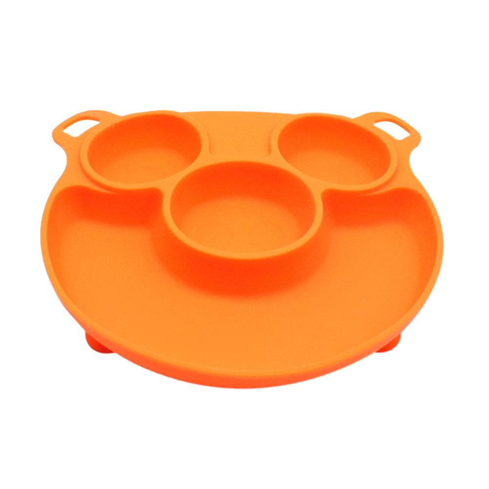 Babys Dinner Plate Portable Bear Paw Dinner Plate Feeding Bowls Tableware with Hanging Hole for Children Babies and Kids BPA Free FDA Approved Baby Dinner Plate Silicone Divided Toddler Plates