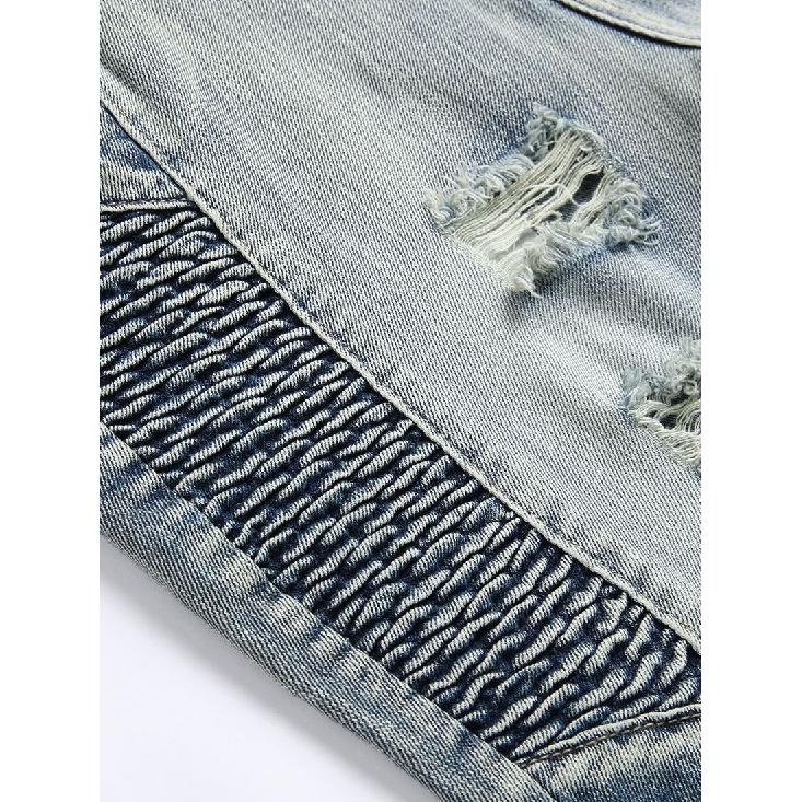 2024 Новые джинсы для мотоциклистов Мужские джинсы с вышивкой до колена Мужские брюки — фото 5