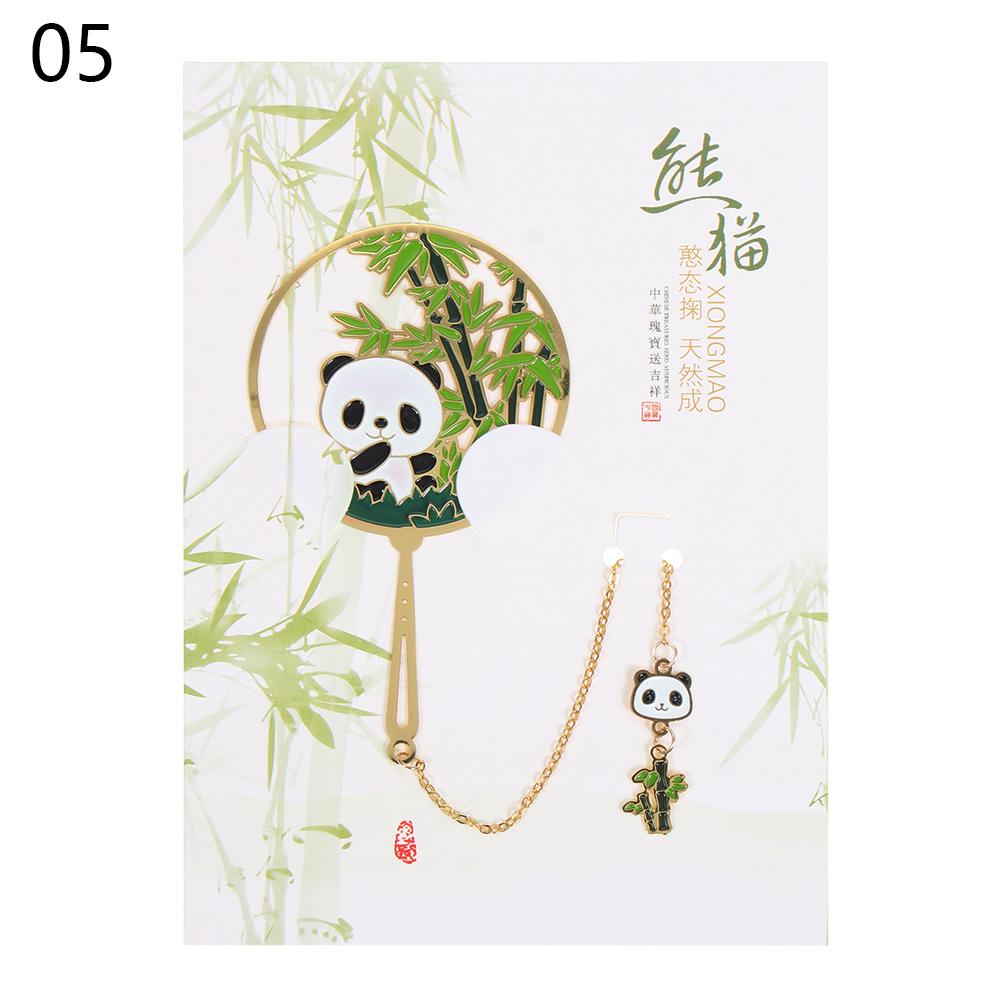 Chinesischer Stil Metall Retro Panda Lesezeichen Metall Anhänger Hohl Buchclip Quaste Seitenmarkierung Schreibwaren Geschenk Schulbedarf