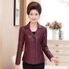 Middle-aged Leather Jacket for Women Soft PU Faux Leather Coat Female Autumn Winter Elegant Outerwear Leather Oversized