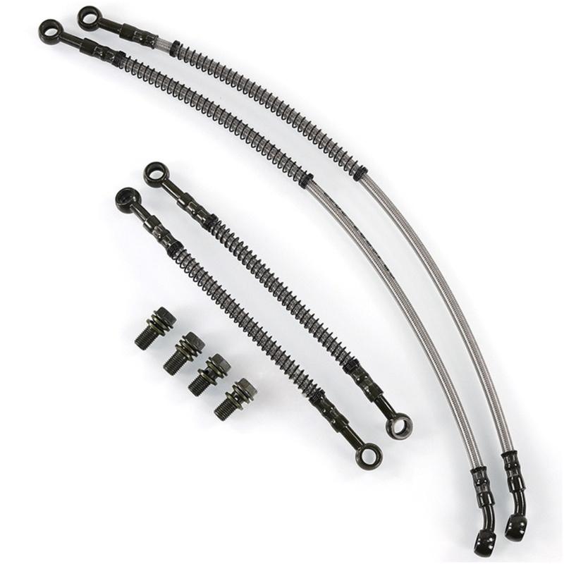 Oil Line Hose Kit for Mini Bike Service, M10 X 1.25 Hardware, Two Hose Assemblies, Spring Wrapped Hose Pair Use