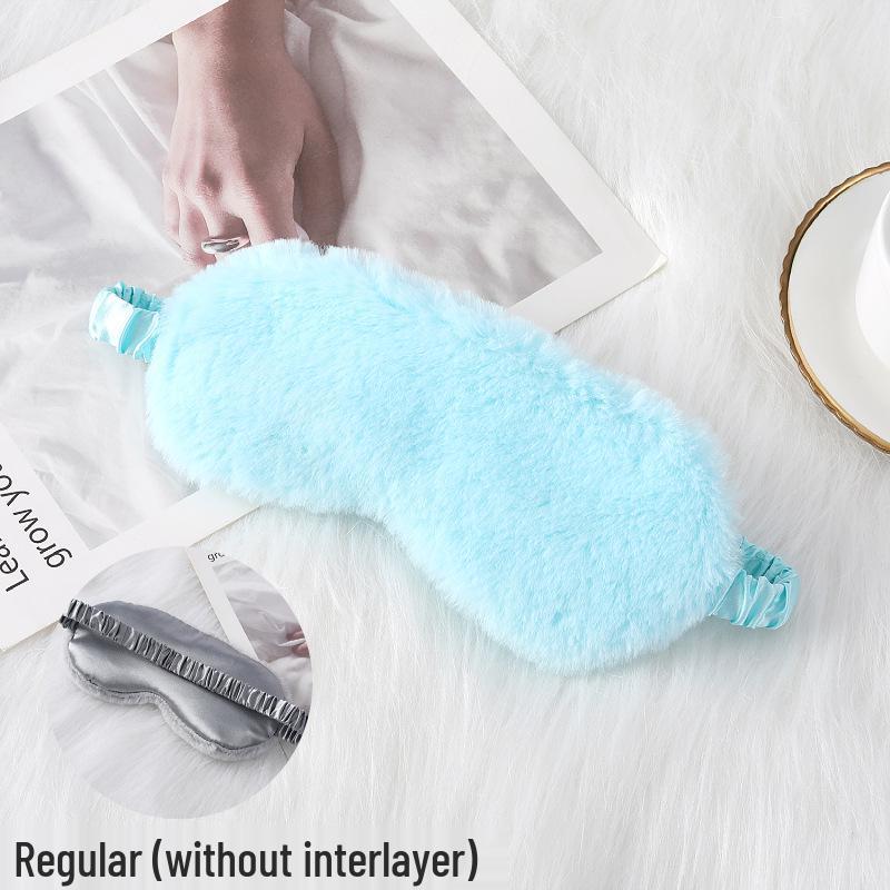 Blackout Rabbit Fur Sleep Mask - Soft, Breathable, Skin-Friendly, Plush Imitation Silk for Autumn/Winter Eye Protection.