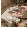 Sheepskin version~ Grape mother has the same ballet style, sweet girl, round head satin sports board shoes, bow, casual moral training