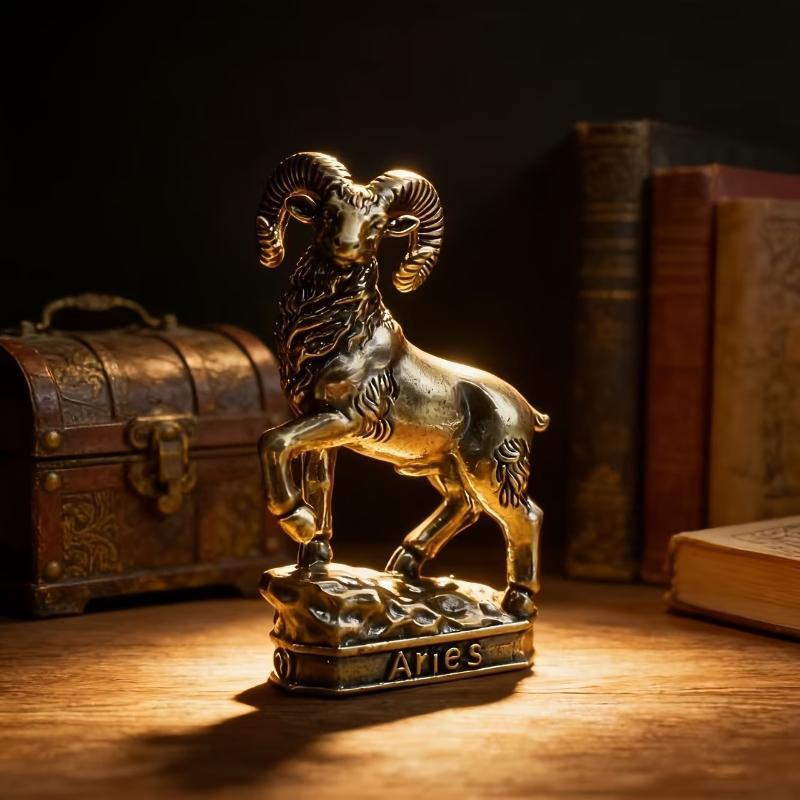 12 Zodiac Vintage Metal Collectible Figurines Intricate Handmade Sculptures for Entryway Console Decor Display