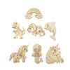 50PCS Fairy Tales Theme Unfinished Wood Cutouts for Women Crown Princess Diamond Unicorn Butterfly Shape Wooden Crafts