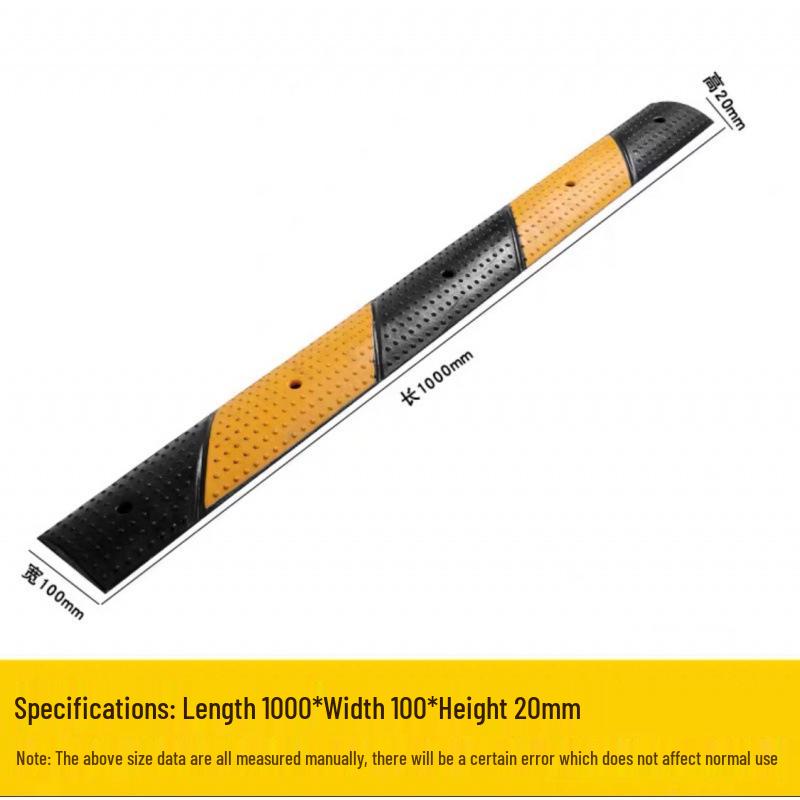 2cm High Mini Rubber Speed Bump and Bicycle Buffer with Yellow-Black Stripes for Parking Space Division