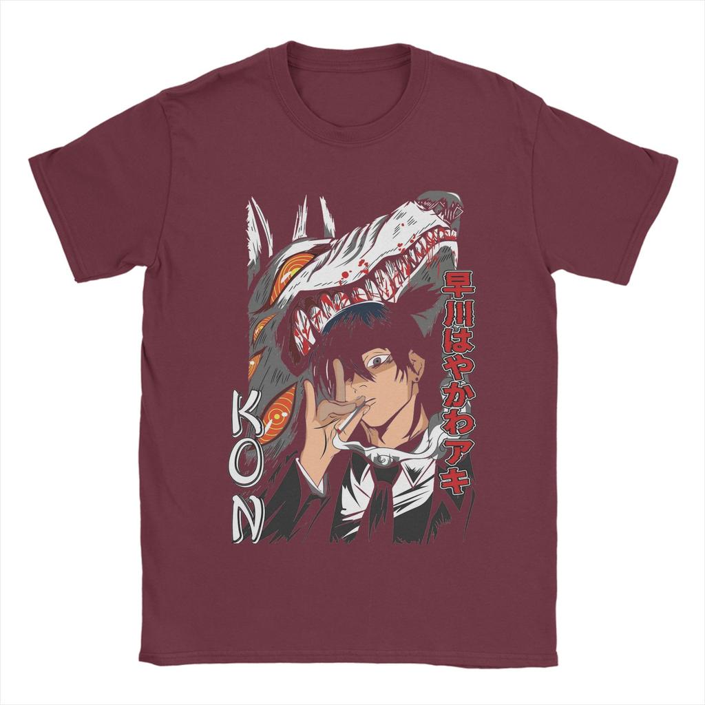 Men T-Shirts Chainsaw Man Aki Hayakawa Vintage Pure Cotton Tee Shirt Short Sleeve T Shirt Crew Neck Clothing New Arrival