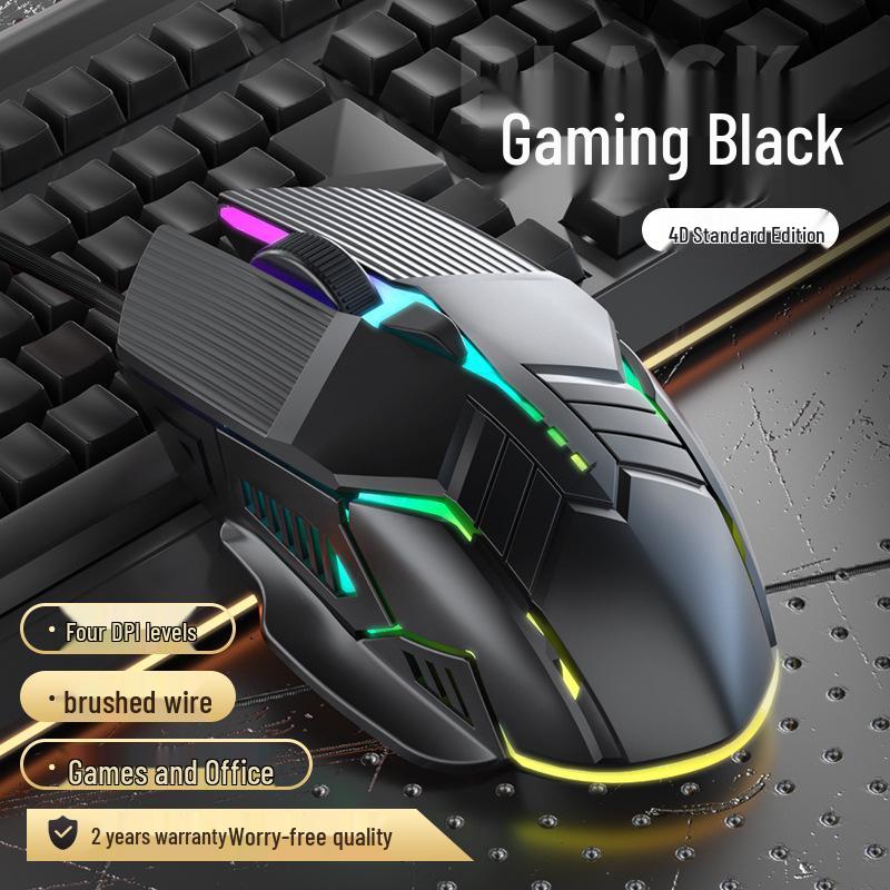 Silent Wired Ergonomic Mechanical eSports Gaming Mouse for HP & Lenovo Desktops