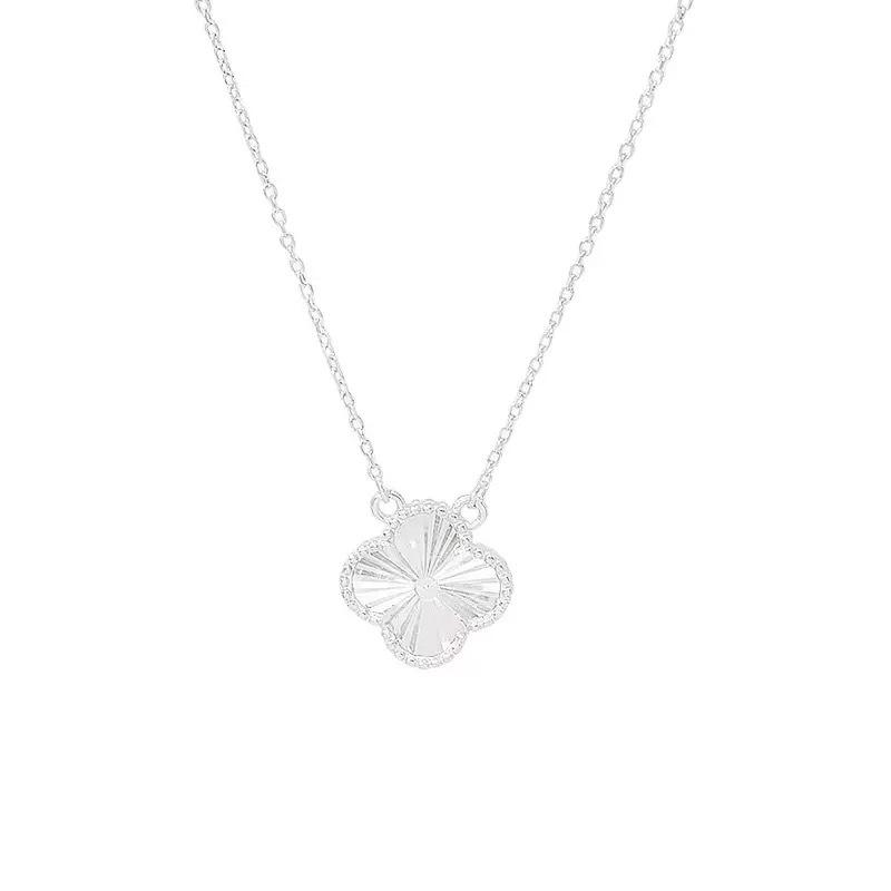 S925 Sterling Silver Laser-Cut Four-Leaf Clover Necklace for Women - Elegant Clavicle Chain, Luxurious Feel, Perfect Qixi Gift