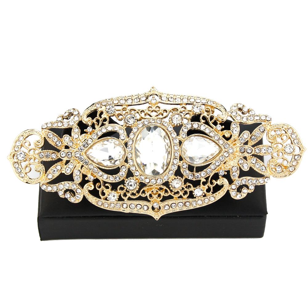 Women's Coffee Necklace Gold Large Crystal Bridal Jewelry Brooch