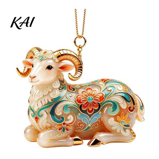 Translucent Gradient Holiday Ornament 2D Acrylic Goat Christmas Ornament, Cute Animal Sheep Hanging Decor for Sturdy Structure Pendant Tree,