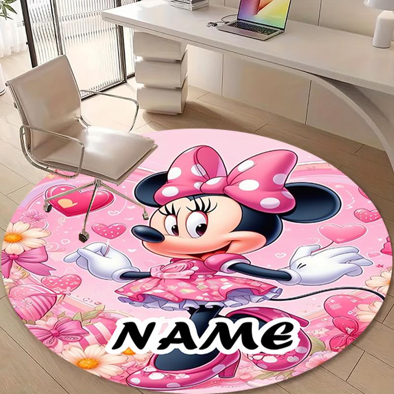 Personalized M-Minnie Round Chair Office Rug - Perfect for Mat, Office Chair & More - Ideal Gift for Birthdays and Holidays