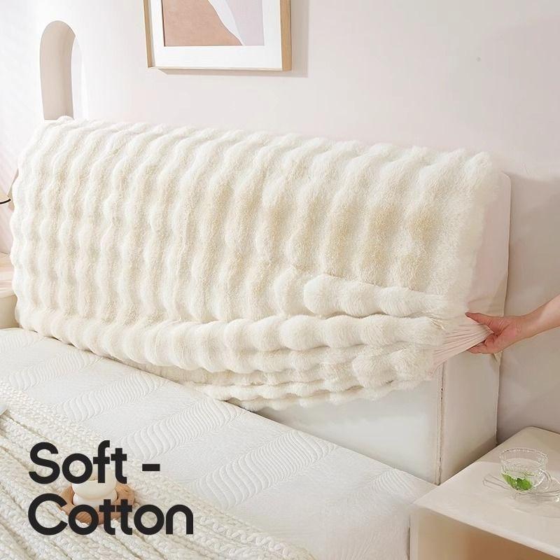Thick Imitation Rabbit Fur Bedding Head Cover Dust Protection Covers for Bedroom All Inclusive Universal Headboard and Backrest Hood