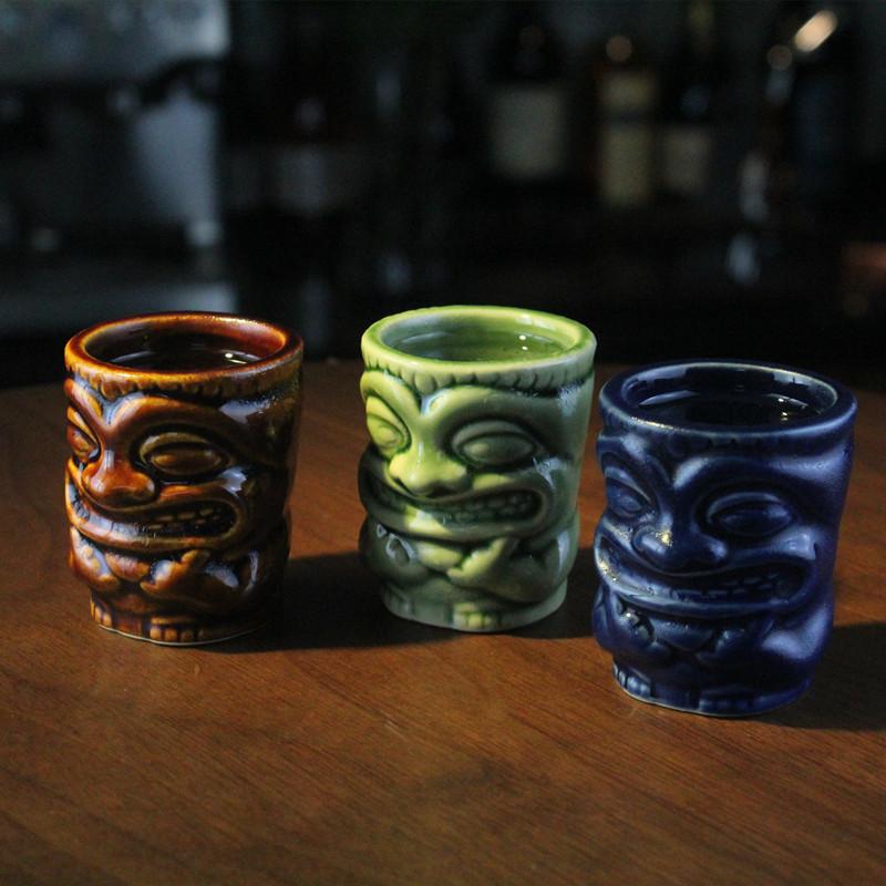 Mini Keramik Tiki Cocktailbar Zubehör Tiki Becher Schnapsglas Wein Set Hausbar Spirituosenbecher Schnapsgläser Wodka 50ml 55ml 60ml
