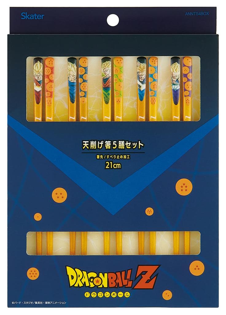 Skater Tensuge Set of 5 Dragon Ball Chopsticks, 21cm, Boxed, Gift, Souvenir, (10 Pairs), Z, Boys, ANNTS4BOX-A
