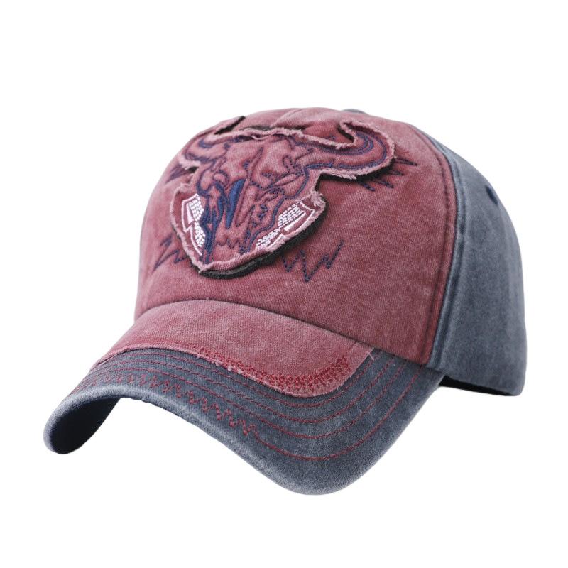Bullhead personalized cap summer fishing visor men's and women's trend European and American washed sticker baseball cap hat