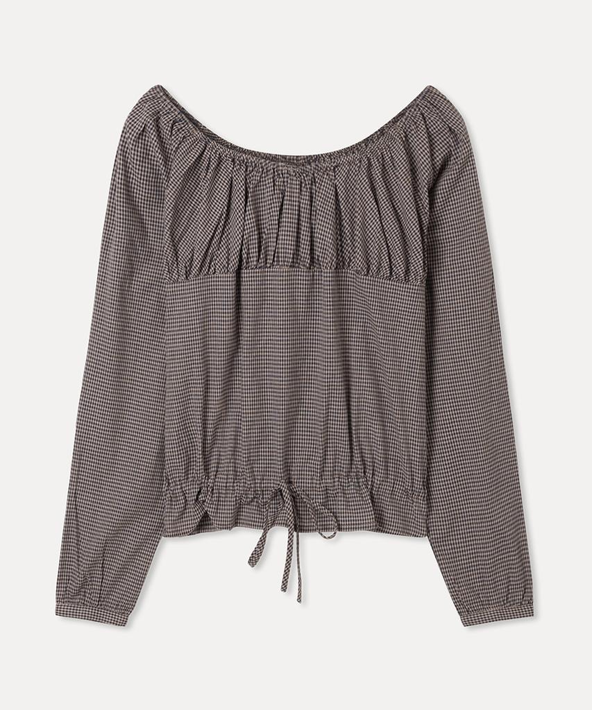 MIXXO Check Shirring Blouse_Miwblg329G