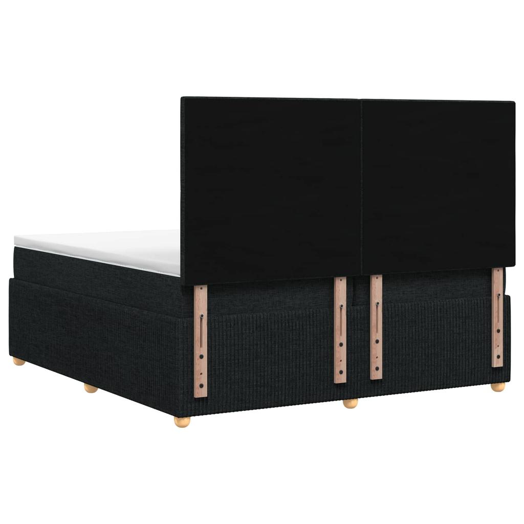 Box Spring Bed with Mattress Black 200 X 200 Cm Fabric