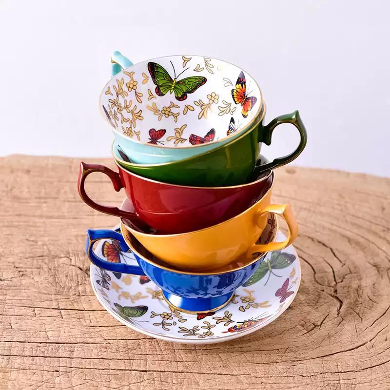 

New Fashionable European Light Luxury Coffee Cup English Bone Porcelain Cup Plate