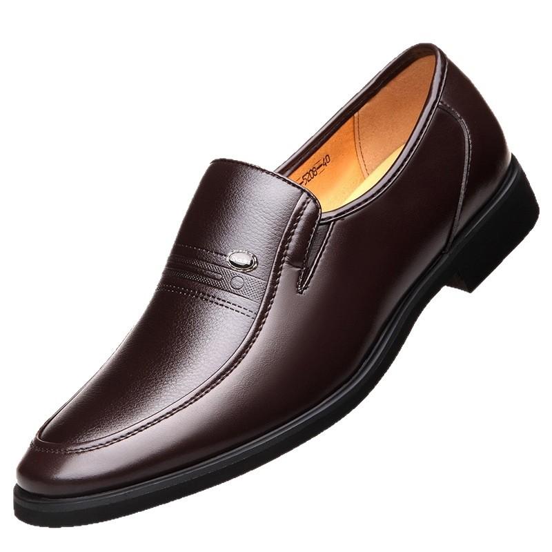 Classic Soft Leather Men's Leather Shoes Business Dress Casual Breathable Middle-aged Leather Shoes Medium and Old Leather Shoes