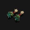 EH901 Winter Star Crystal Beaded Christmas Tree Ear Clips for Non-Pierced Ears