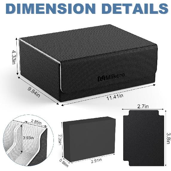 Mlikero Card Deck Case for Trading Cards 1800+, Trading Card Storage Box with 10 Dividers and 3 Foam Stoppers, Leather Magnetic Closure Commander