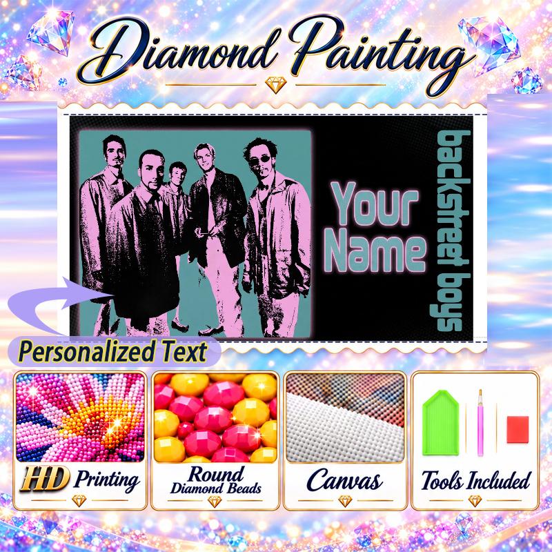 Backstreet Boys 5D DIY Diamond Painting Custom Name Text, Full Drill Rhinestone Mosaic Art Home Gift
