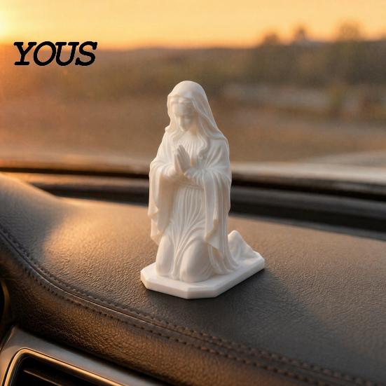 Durable 3D Printed Figure Western Realistic Ornament, Compact Sculpture, Matte White Hexagonal Base Ornament PLA Statue, Stable Decorative Religious