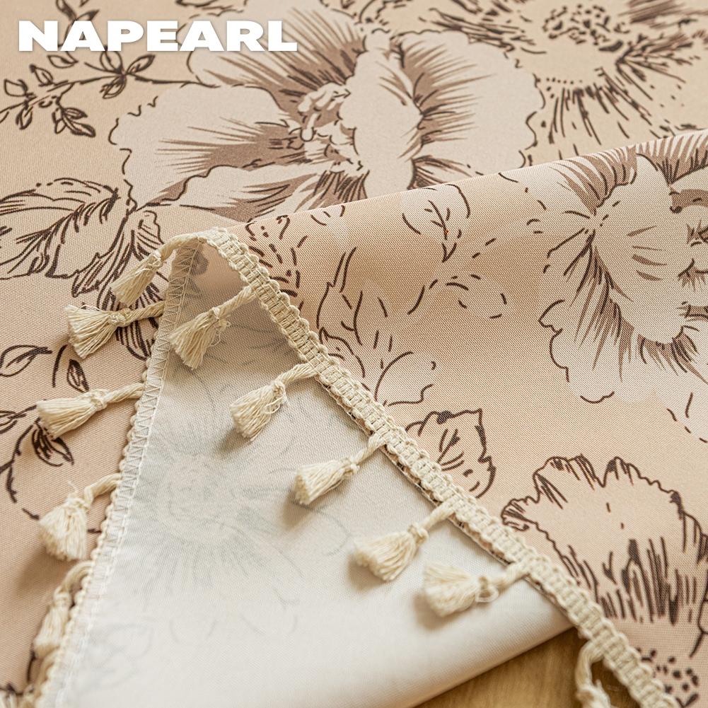 1PC NAPEARL French Retro Gentle Printed Curtains with Tassel Edge Semi Transparent Curtains for Bedroom Living Room Window Home Decor