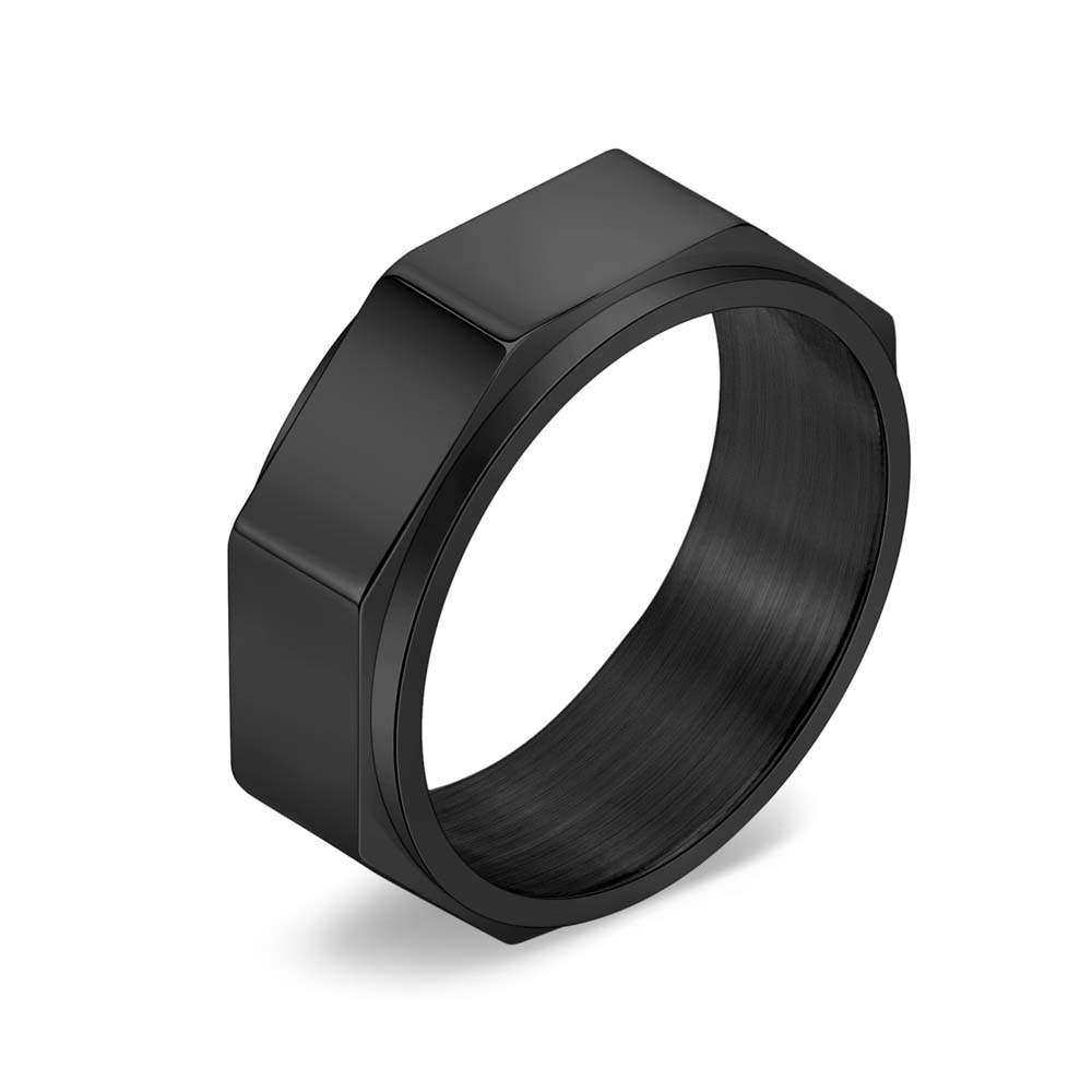 Men's Rotating Octagon Ring Carved Titanium Steel Gothic Punk Jewelry Adjustable Spinner Band Alternative Style Ready To Ship