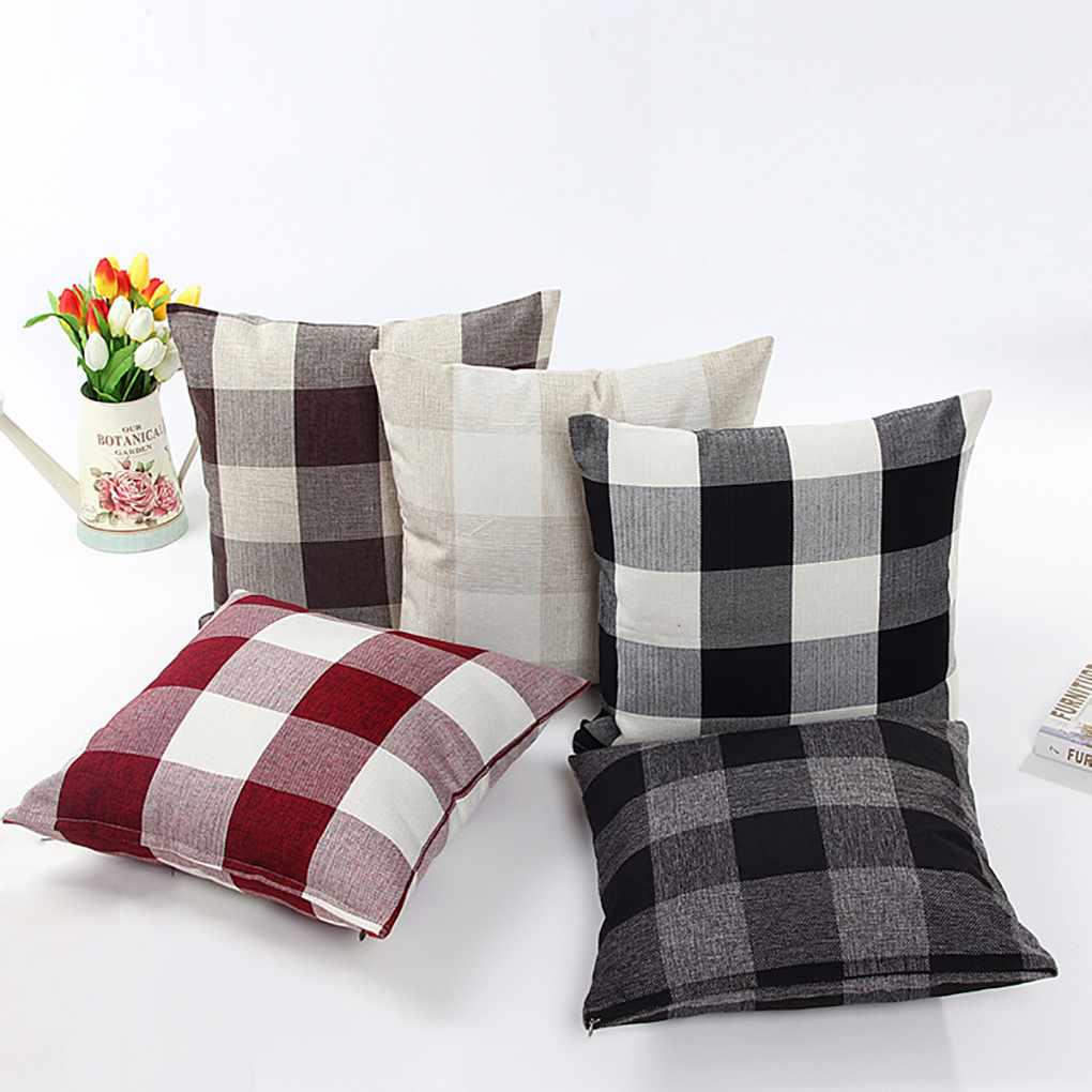 Cushion Cover ple Grid Checks Pattern Office Home Sofa Car Throw Pillow Case