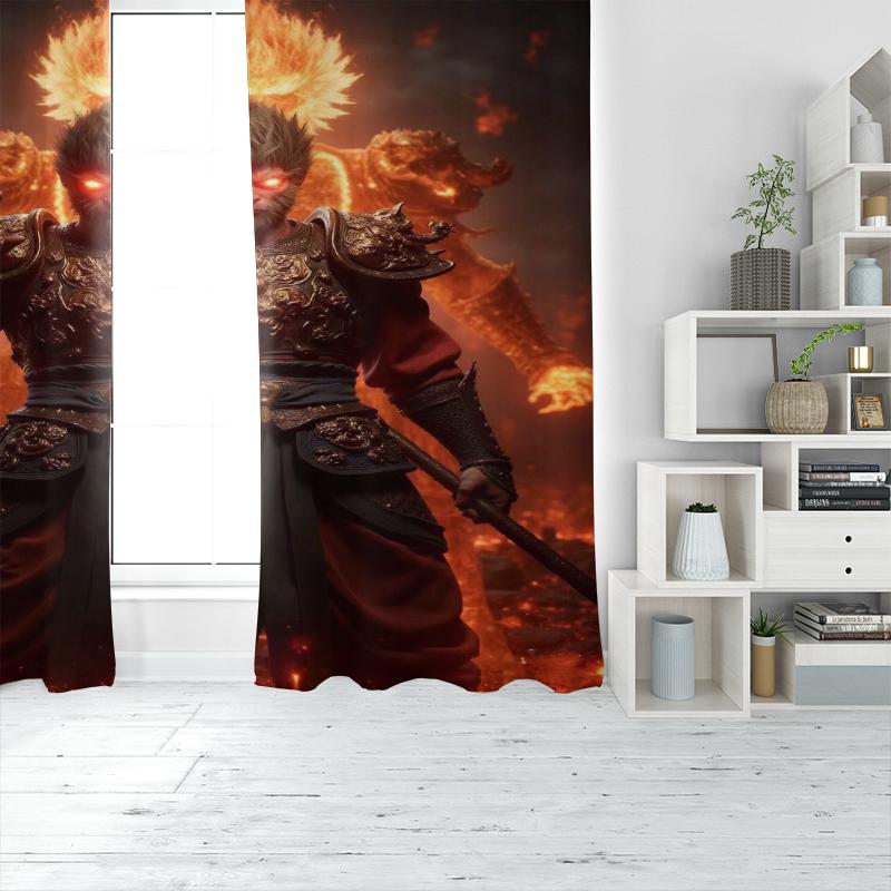2 pieces - Monkey - Printed curtain 100% polyester material, suitable for home decoration (excluding light pole)