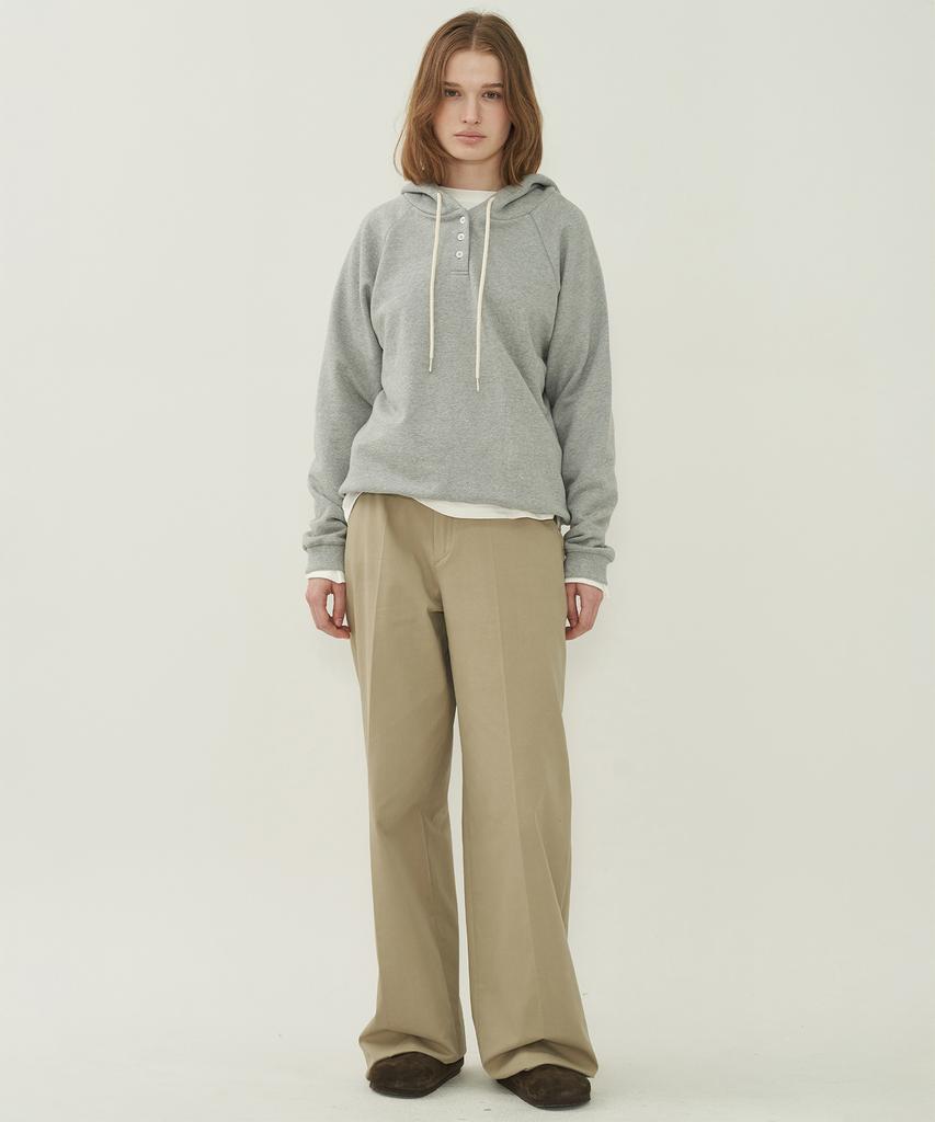 Basic Button Hoodie Sweatshirt - Gray