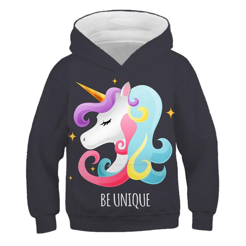 Unicorn 3D Hoodie Children Girls Spring Fashion Long Sleeve Printed Animal Hoodie Loose Cotton Sport Hooded Tops